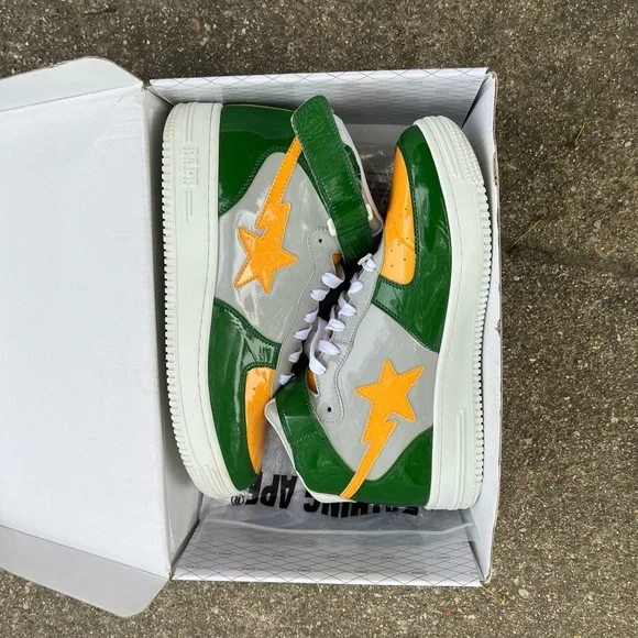 A Bathing Ape Bape Sta Mid Green Grey Orange - Picture 1 of 5